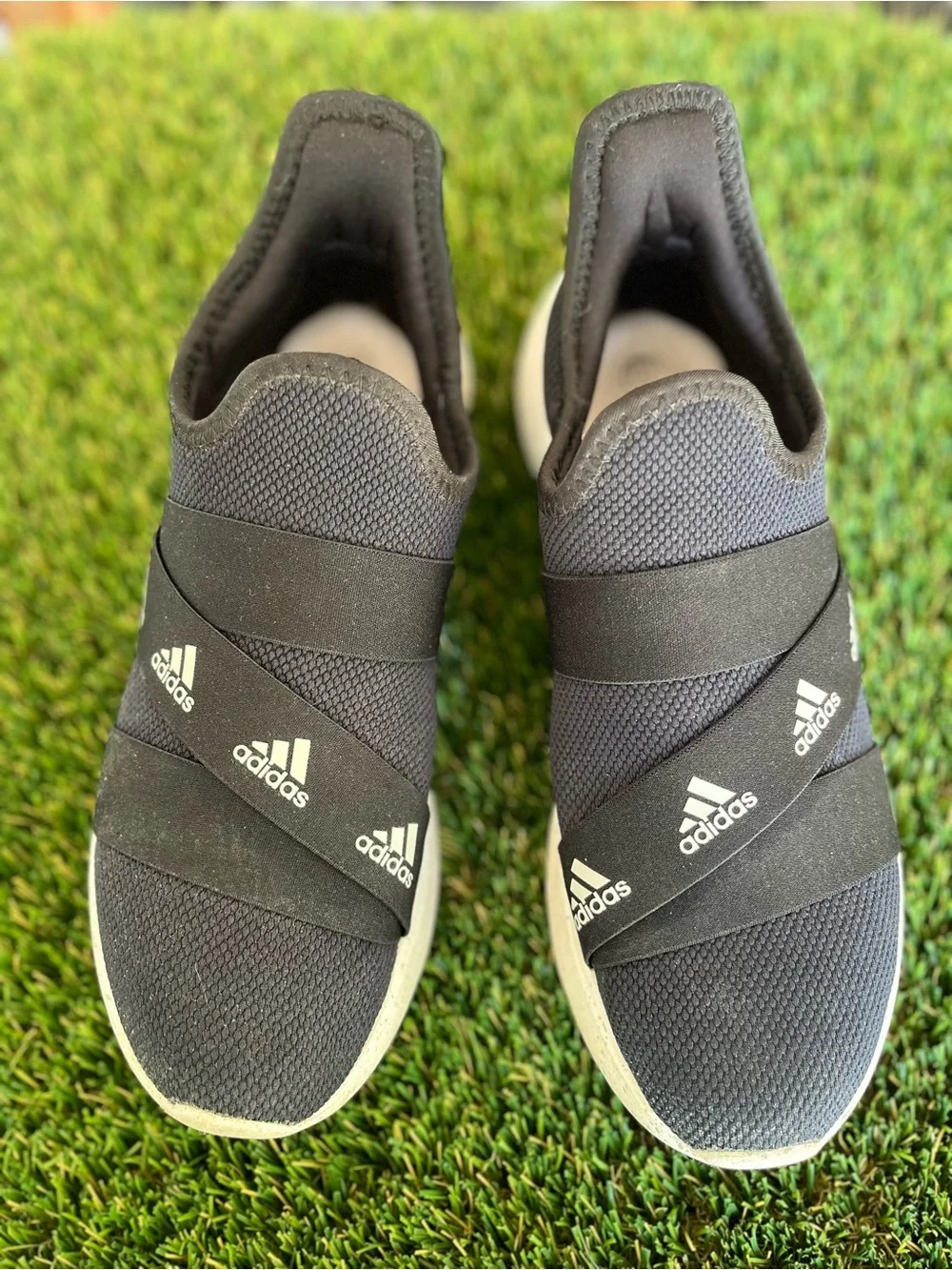 Adidas Black and White Slip-On Athletic Sneakers
